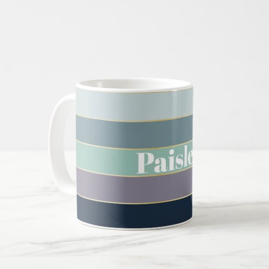 Lila, grüne Sommerfarbblockstreifen Kaffeetasse (Vorderseite Links)