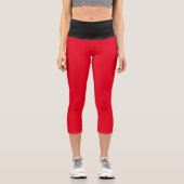Lila grüne Sterne mit schlichten, bunten Streifen Capri Leggings (Vorderseite)