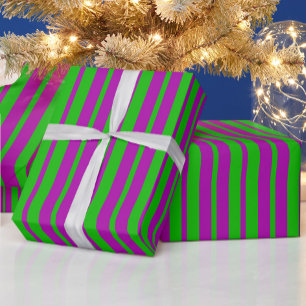 Lila Grüne Stylische Streifen Muster Design Geschenkpapier