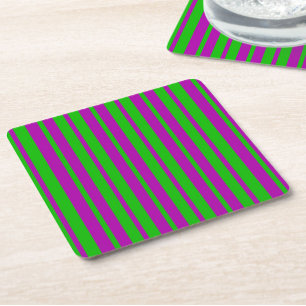 Lila Grüne Stylische Streifen Muster Design  Rechteckiger Pappuntersetzer