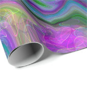Lila, grüne und blaue Fluid Art Abstrakt Geburtsta Geschenkpapier (Rolleneckpunkt)