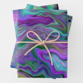 Lila, grüne und blaue Fluid Art Abstrakt Geburtsta Geschenkpapier Set (Beispiel)