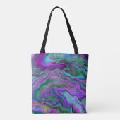 Lila, grüne und blaue Fluid Art Abstrakt Tasche (Rückseite)