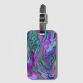 Lila, grüne und blaue Fluid Art Gepäckanhänger (Vorderseite Vertikal)