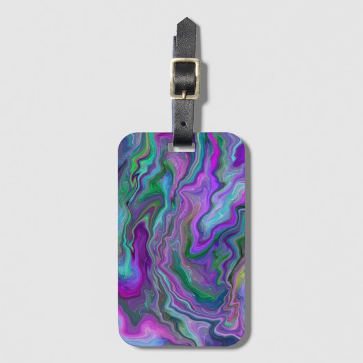 Lila, grüne und blaue Fluid Art Gepäckanhänger (Vorderseite Vertikal)