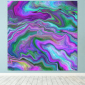 Lila, grüne und blaue Fluid Art Leinwanddruck (Insitu (Holzboden))