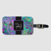 Lila, grüne und blaue Fluid Art Marmor Bokeh Gepäckanhänger (Vorderseite (Horizontal))