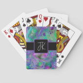 Lila, grüne und blaue Fluid Art Marmor Bokeh Spielkarten (Rückseite)