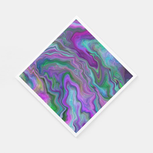 Lila, grüne und blaue Fluid Art Marmor Serviette (Ecke)
