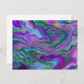 Lila, grüne und blaue Fluid Art Postkarte (Vorne/Hinten)