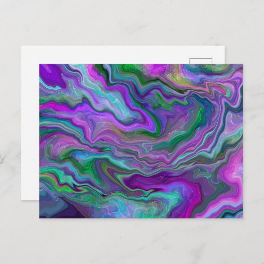 Lila, grüne und blaue Fluid Art Postkarte (Vorne/Hinten)