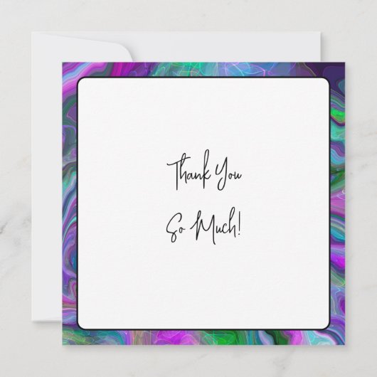 Lila, grüne und blaue Fluid Art Vielen Dank (Rückseite)