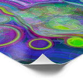 Lila, grüne und blaue Marmor Bokeh Fluid Art Poster (Ecke)