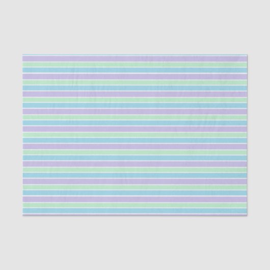 Lila, Grüne und Blaue Pastellstreifen Seidenpapier (Vorderseite)
