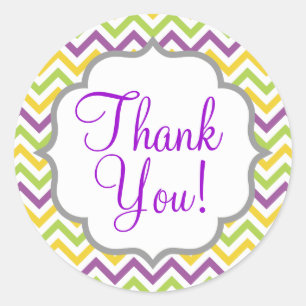 Lila, grüne und gelbe Zickzack Streifen Runder Aufkleber