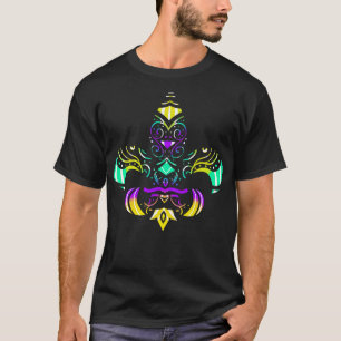 Lila grüne und goldene Gemusterte Lilie T-Shirt