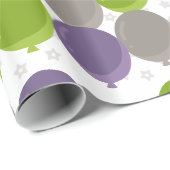Lila Grüne und Graue Bollons Geschenkpapier (Rolleneckpunkt)