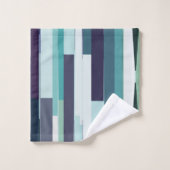 Lila, grüne und türkisfarbene Abstrakte Streifen Badhandtuch Set (Waschlappen)