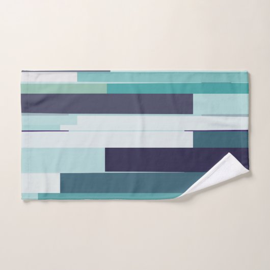 Lila, grüne und türkisfarbene Abstrakte Streifen Badhandtuch Set (Handtuch)