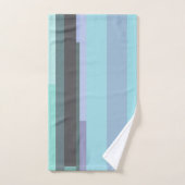 Lila, grüne und türkisfarbene Abstrakte Streifen Badhandtuch Set (Handtuch)