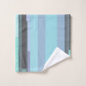 Lila, grüne und türkisfarbene Abstrakte Streifen Badhandtuch Set (Waschlappen)