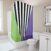 Lila, grüne und weiße Streifen Duschvorhang (Beispiel)