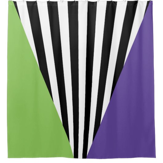 Lila, grüne und weiße Streifen Duschvorhang (Vorderseite)