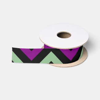 Lila, grüne und Zickzack Streifen Ribbon Satinband