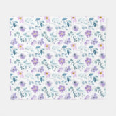 Lila Grüne Wasserfarbe Wildblume Fleecedecke (Vorderseite (Horizontal))