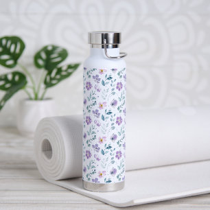 Lila Grüne Wasserfarben-Wildblume Trinkflasche