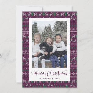 Lila Grüne Weihnachtsmann-Foto-Weihnachtskarten Feiertagskarte