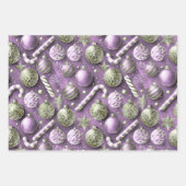 Lila Grüne Weihnachtsmuster #12#24#27 ID1009 Geschenkpapier Set (Vorderseite 2)