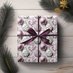 Lila Grüne Weihnachtsmuster#20 ID1009 Geschenkpapier