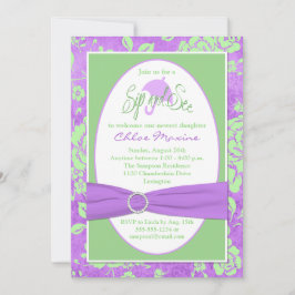 Lila grüne weiße Blütensippe und siehe Aufforderun Einladung