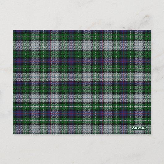 Lila, grüne, weiße Tartan-Tischnummer Postkarte (Rückseite)
