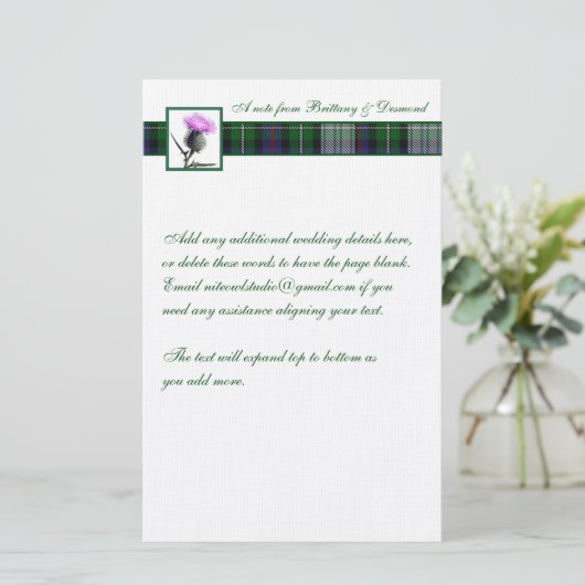 Lila, grüne, weiße Tartan und feuchte Stationierun Briefpapier (Stehend Vorderseite)