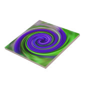 Lila grüne Wirbel Abstrakte Kunst Tile Fliese (Seite)
