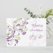 Lila grüne Wirbel Hochzeitsreise Einladung (Stehend Vorderseite)