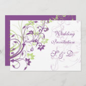 Lila grüne Wirbel Hochzeitsreise Einladung (Vorne/Hinten)