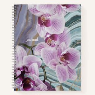 Lila-grüner Blumen-Geoden-Name-Journal Notizblock
