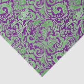 Lila grüner Blumenbatik Seidenpapier (Ausschnitt)