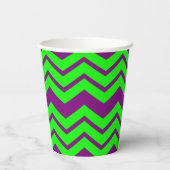 Lila Grüner Chevron-Zickzack-Design  Pappbecher (Rückseite)