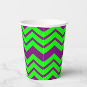 Lila Grüner Chevron-Zickzack-Design  Pappbecher (Rechts)
