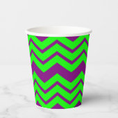 Lila Grüner Chevron-Zickzack-Design  Pappbecher (Vorderseite)