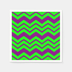 Lila Grüner Chevron-Zickzack-Design Serviette