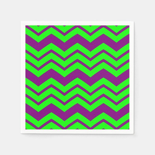 Lila Grüner Chevron-Zickzack-Design Serviette (Vorderseite)