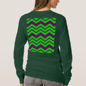 Lila Grüner Chevron-Zickzack-Design T-Shirt (Rückseite)