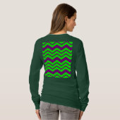 Lila Grüner Chevron-Zickzack-Design T-Shirt (Schwarz voll)