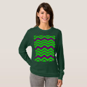 Lila Grüner Chevron-Zickzack-Design T-Shirt (Vorne ganz)