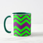 Lila Grüner Chevron-Zickzack-Design Tasse (Links)